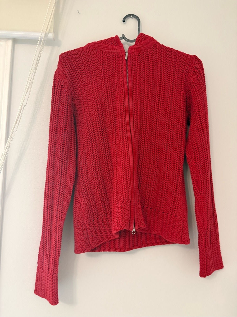 Esprit Red Chunky Zip-Up Knit Cardigan